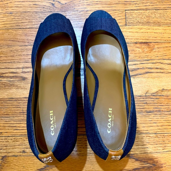 Coach denim wedge shoe size 11 peep toe brand new - Picture 2 of 9